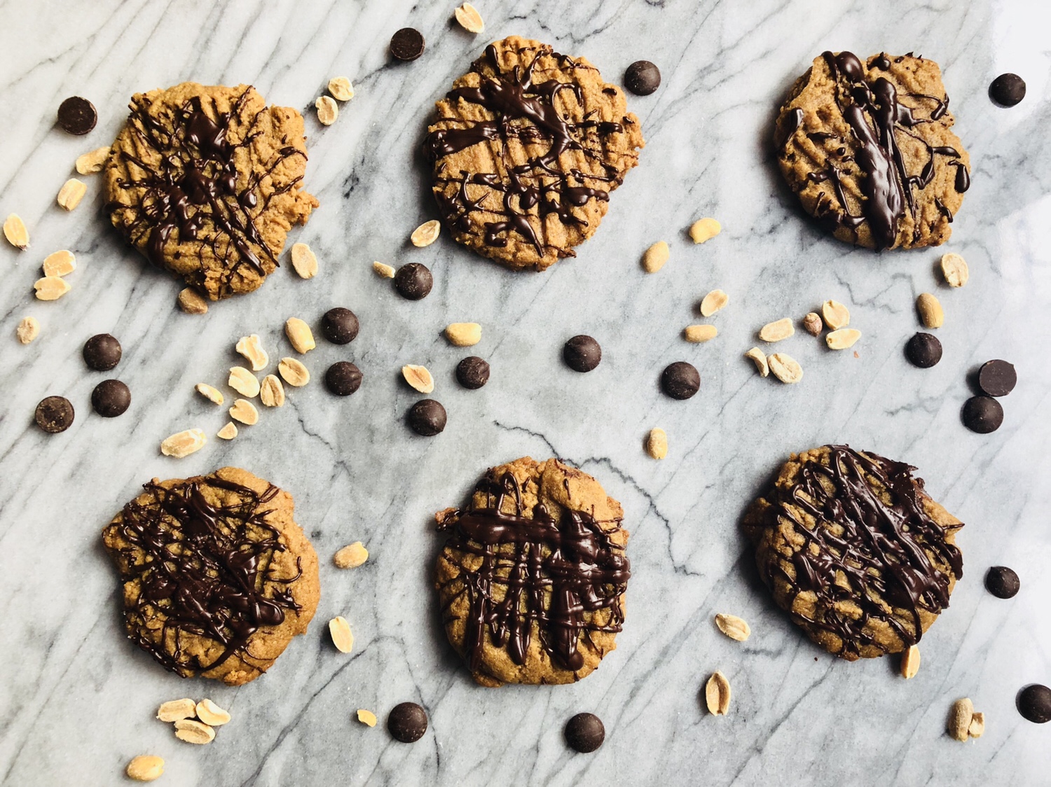 Flourless Peanut Butter Cookies with Dark Chocolate Drizzle