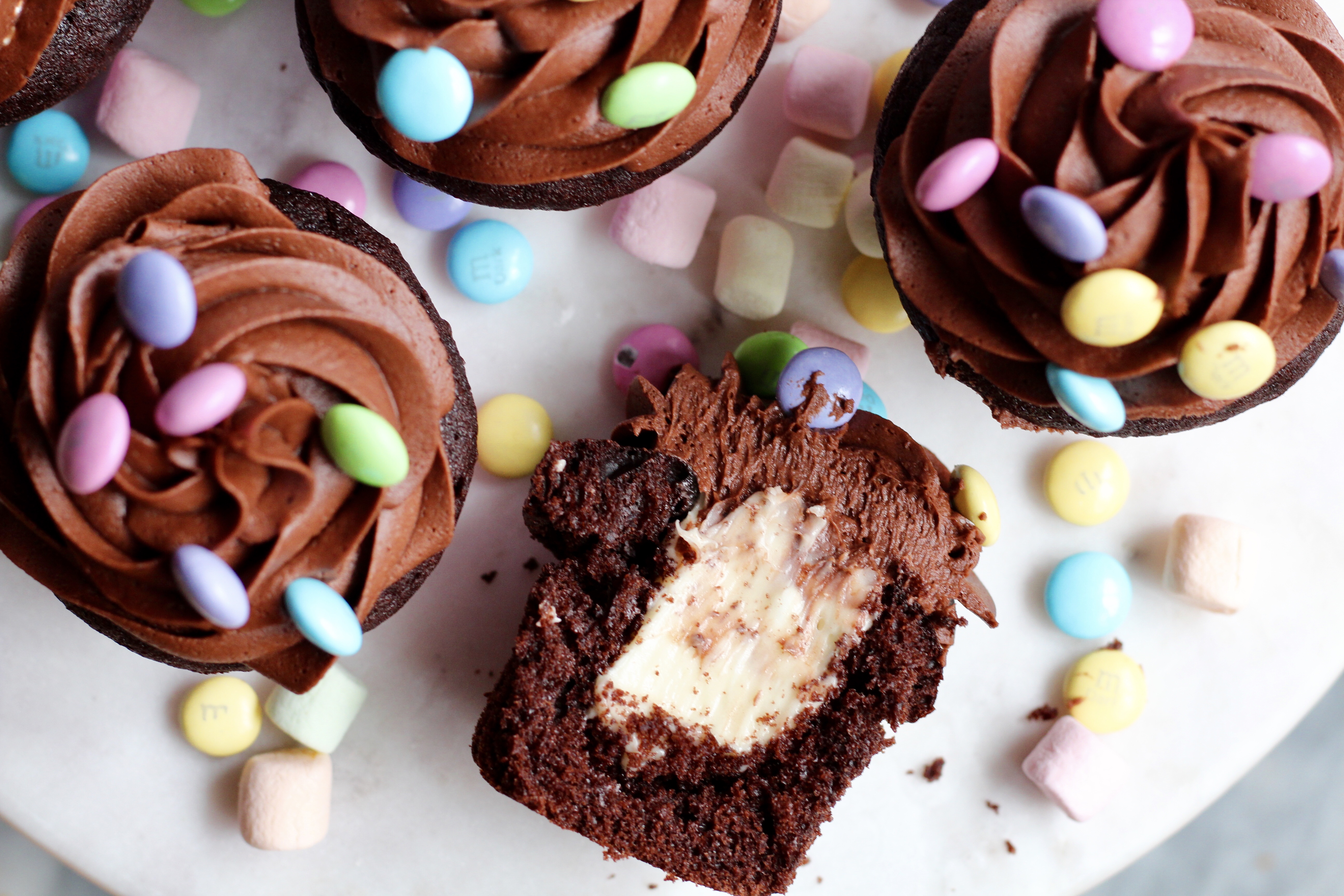 Marshmallow Filled Chocolate Cupcakes