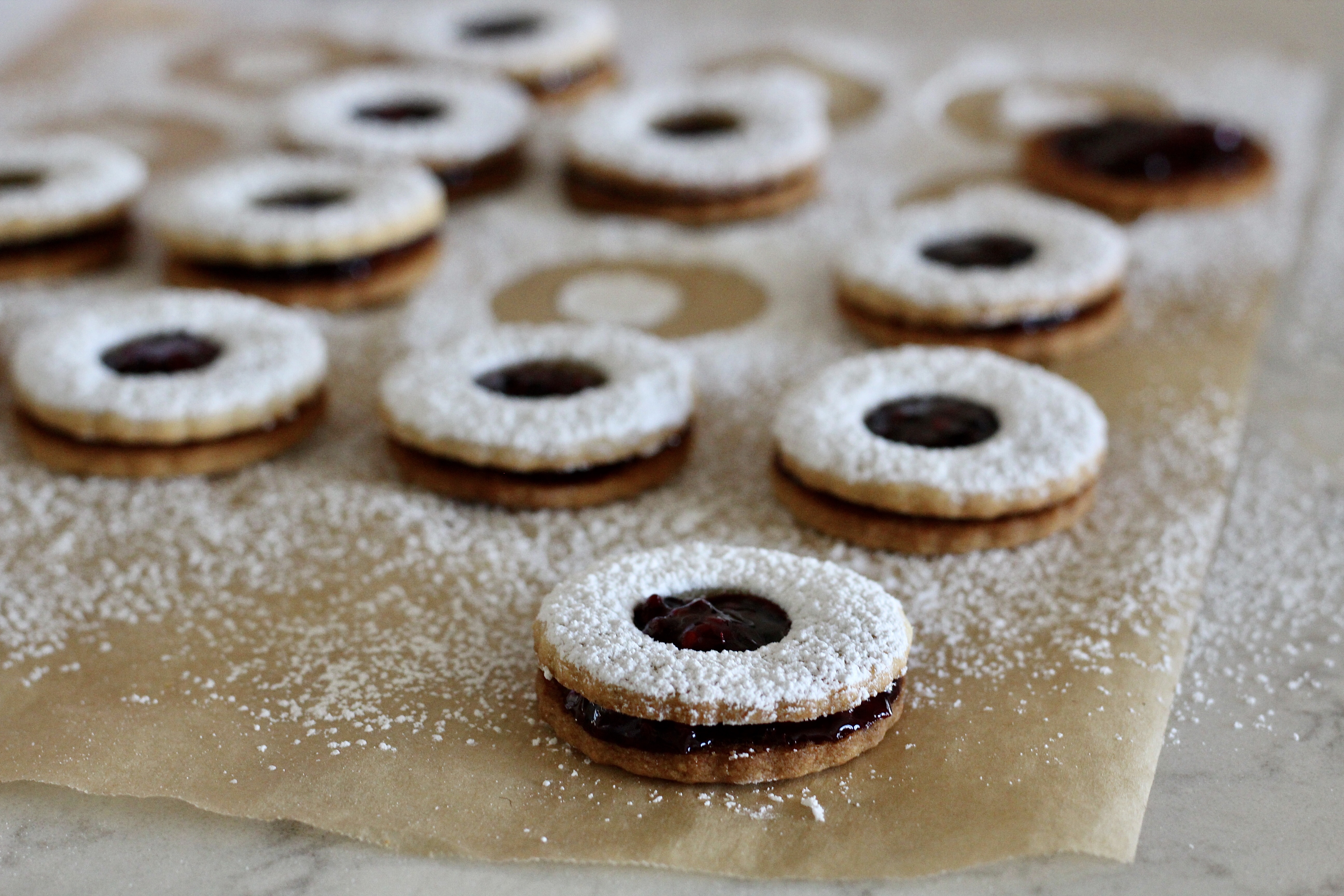 Blackberry Ginger Cardamom Linzer Cookies